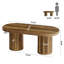 47.2"Wooden Oval Coffee Table With Slatted Cylindrical Legs
