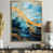 Toile avec cadre flottant or