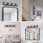 Luminaire de meuble-lavabo de 26 po de style moderne avec finition en métal noir à 4 lumières avec luminaire à DEL pour meuble-lavabo, abat-jour carrés en acrylique avec installation murale-136252746