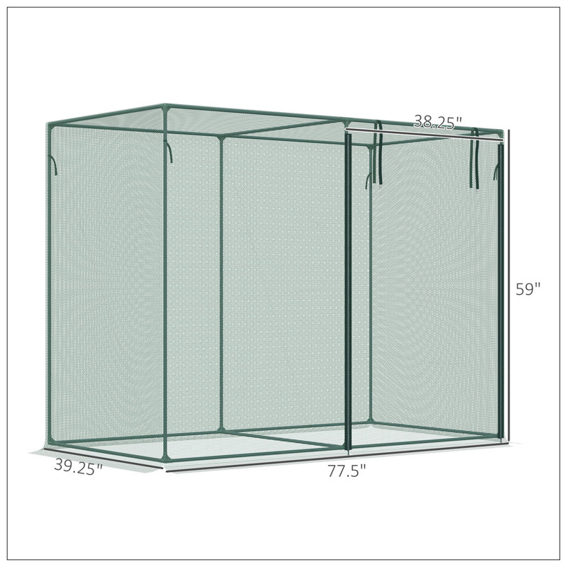 6' X 3' Crop Cage, Plant Protection Tent With Zippered Doors For Vegetable Garden, Backyard, Green
