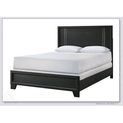 Contemporary 1Pc Panel Bed Wooden Bedroom Furniture Charcoal Finish