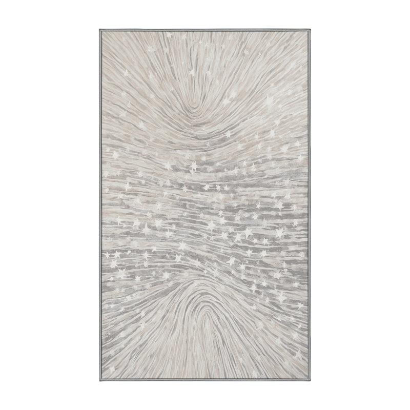 Machine Washable Gray Area Rug, Rectangle 7' x 9'