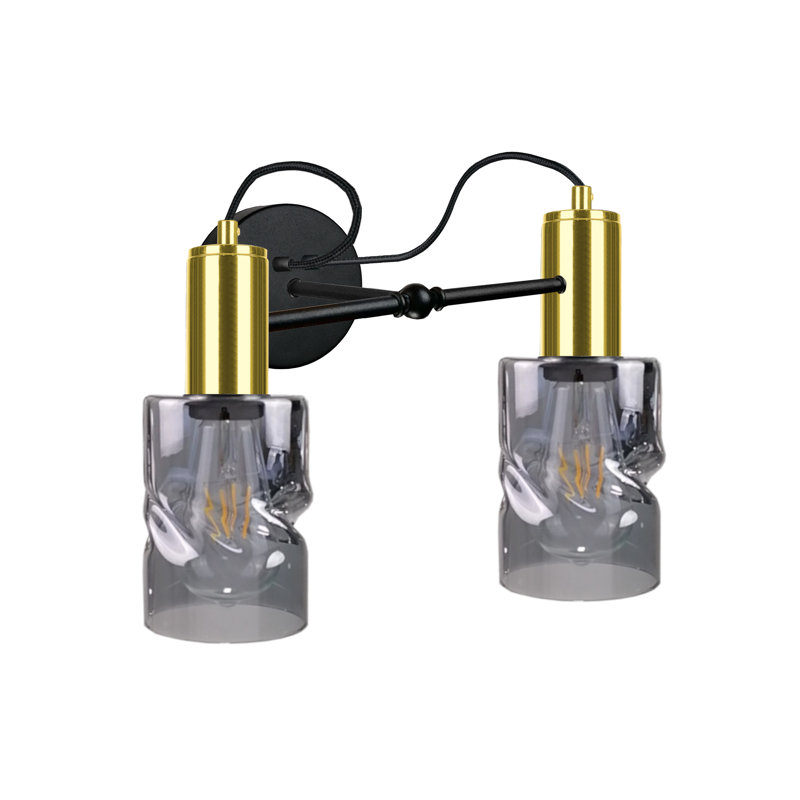 Obion Steel Armed Sconce, Black/Gold