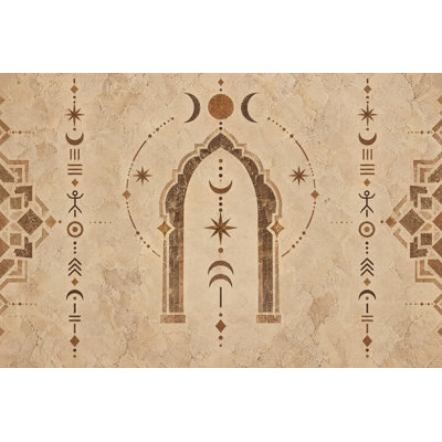 Papier peint géométrique céleste marocain
