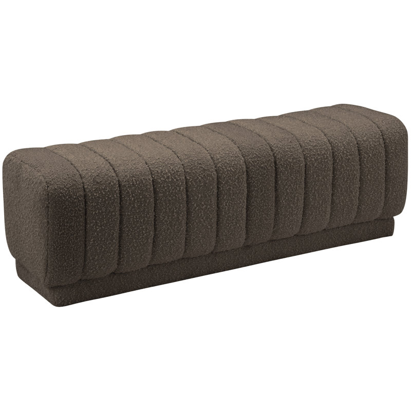 Repose-pieds rembourré en tissu Heathrow Boucle, Tissu brun bouclé