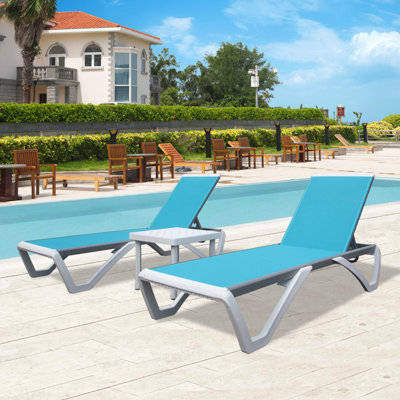 3 Piece Outdoor Chaise Lounge Set with Table by Ebern Designs