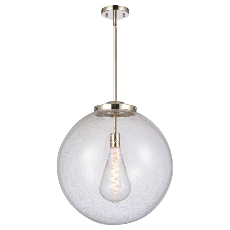 Franklin Restoration - Alfonsa - 1 lumière suspendue à tige 221-1S - ampoule DEL, Nickel poli, H 52 po x l 18 po x P 18 po