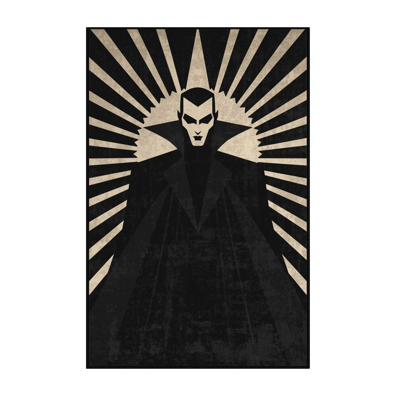 Tapis moelleux moelleux de style art déco à motif de vampire noir Rubio, 4 x 2