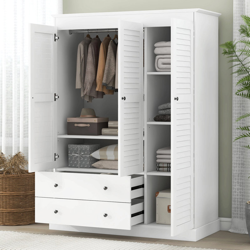Armoire-penderie à 3 tiroirs avec 2 tiroirs, blanc
