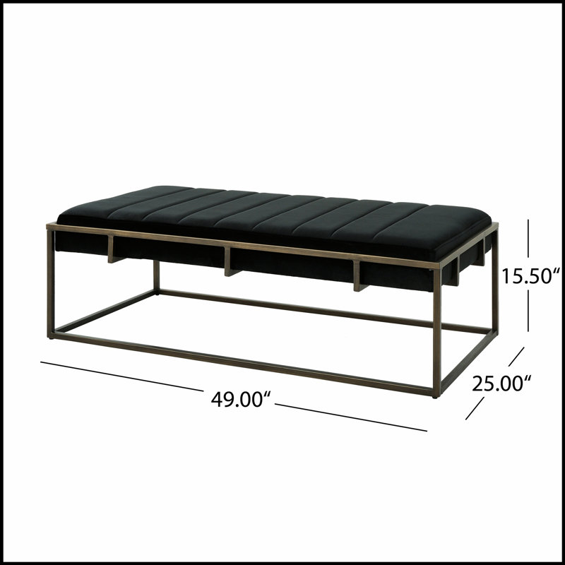 Banquette rembourrée en métal, conception simple, confortable et durable, banc multifonctionnel, Noir