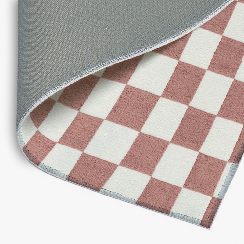 Checkered White Indoor and Outdoor Area Rug, Rectangle 2' x 3'