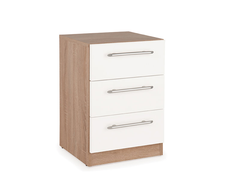 Halstead 40.5cm W Bedside Table, Oak/ Matt White