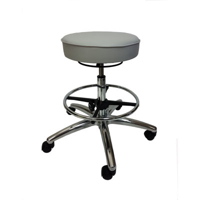 Adjustable Height Ergonomic Lab Stool with Footrest and Removable Casters/Wheels