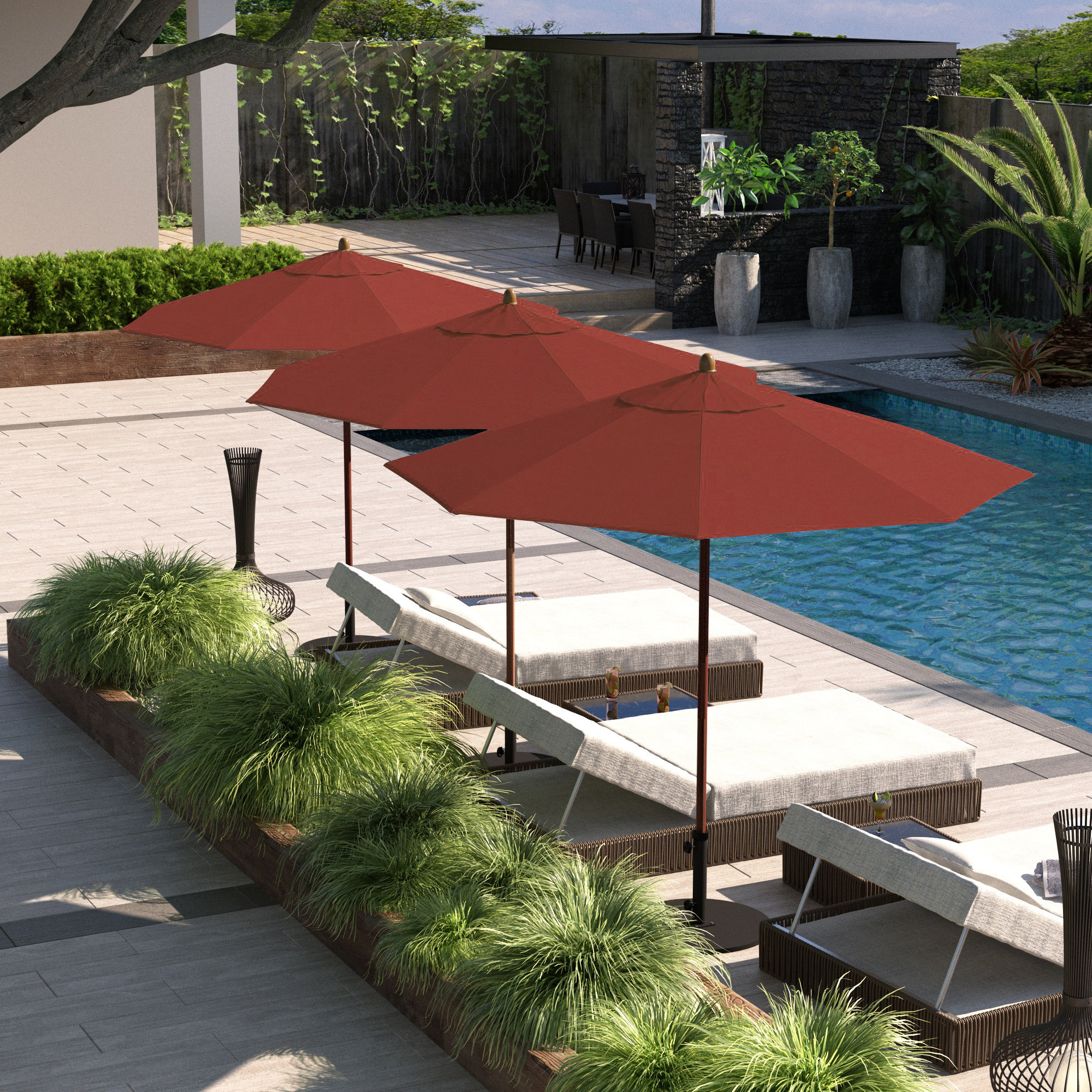 Sanna 104'' Sunbrella® Outdoor Umbrella, Canvas Jockey Red Sunbrella® Canvas
