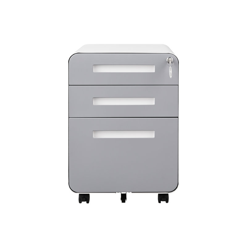 3-Drawer Mobile File Cabinet, 5-Wheel Anti-Tilt Heavy-Duty Rolling Cart for Legal/Letter/A4 Files, Black Cold-Rolled Steel Under Desk Storage