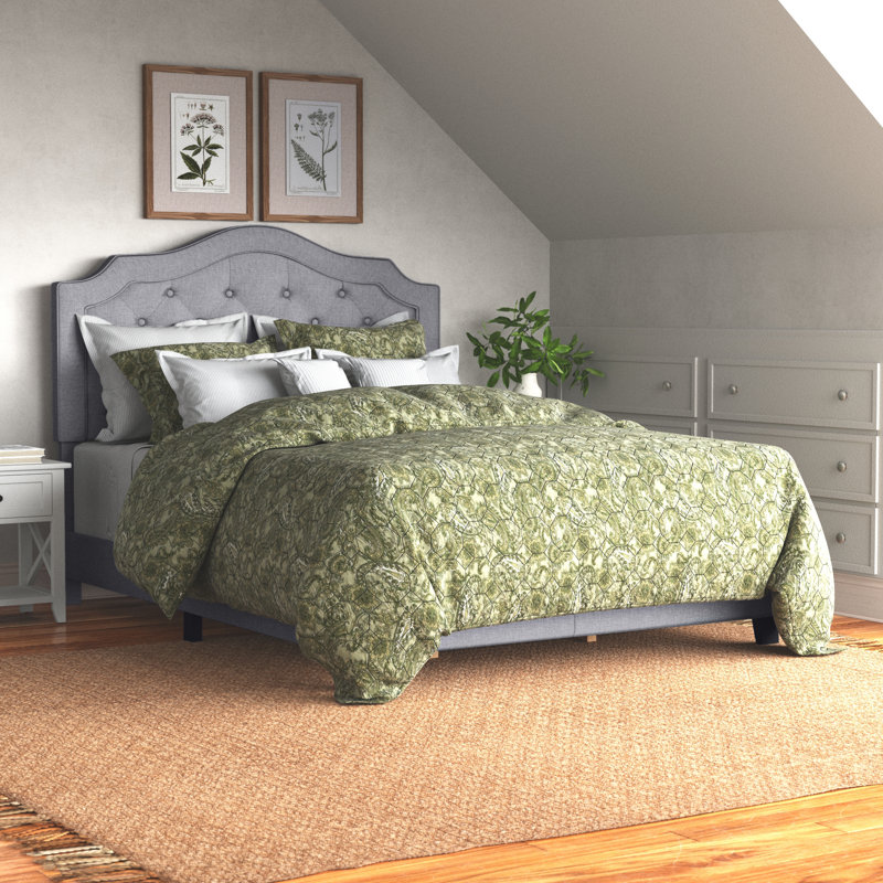Lit tapissier capitonné Alayah, Lin fumée, Très grand