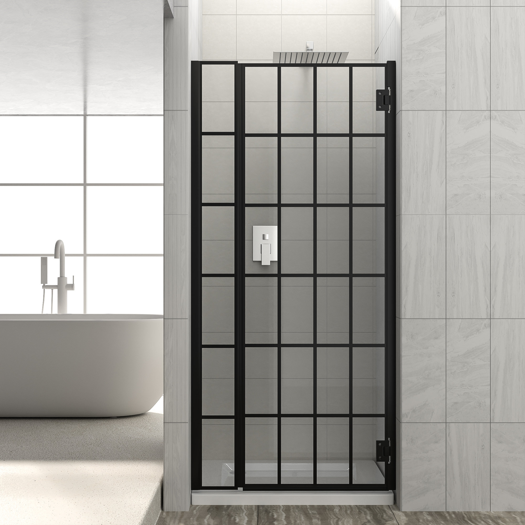 APRESSHUI 40W x 72'' H Pivot Door Shower Door with Clear Glass | Wayfair