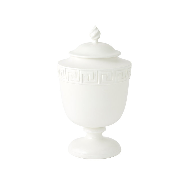 Villa Greek Key Urn-Matte White