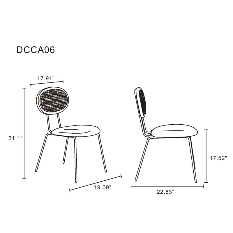 Chaise de salle à manger rembourrée en tissu naturel et noir Jardin Gris Chic, Gris / Noir