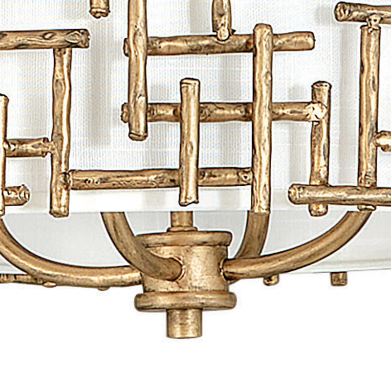 Farrah 4-Light Convertible Drum Pendant w/ Hand Hammered Crosshatch - Burnished Gold