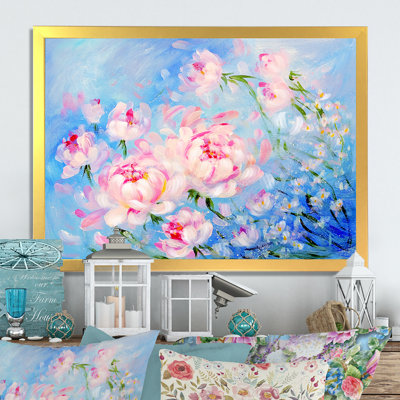" Blooming Pink Peony Bouquet " Painting Print