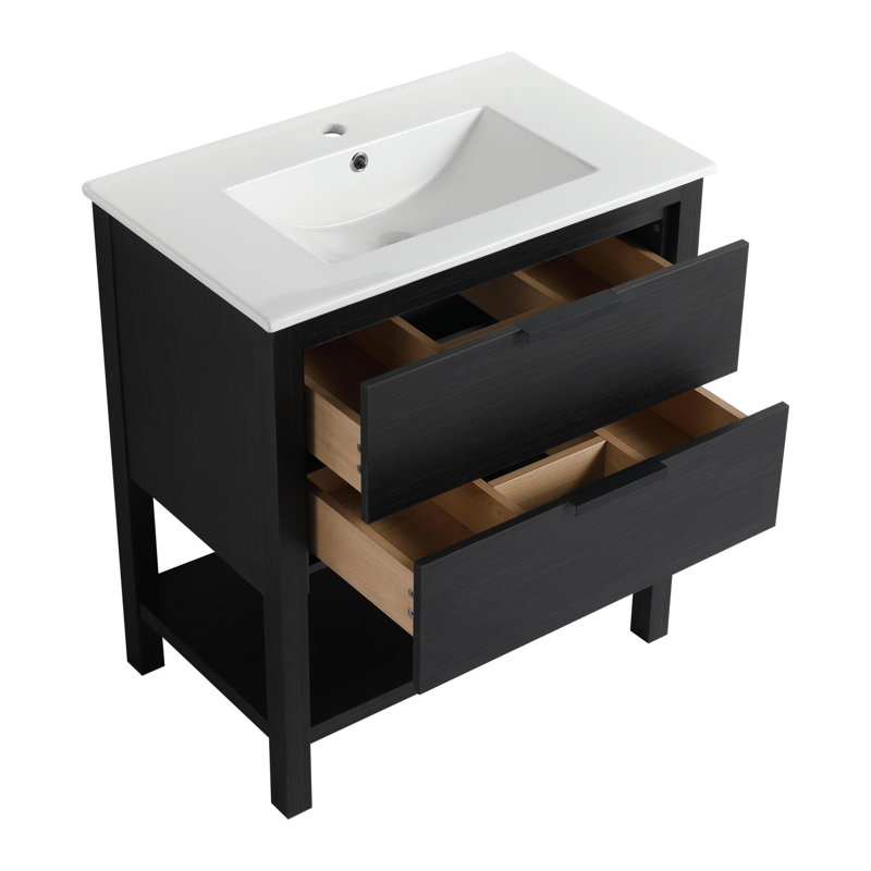 Ensemble de meuble-lavabo simple 30 po Drome, Blanc, Noir