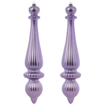 14" Matte Finial Drop Christmas Ornament UV Treated with Drilled and Wired Cap, 2 per bag