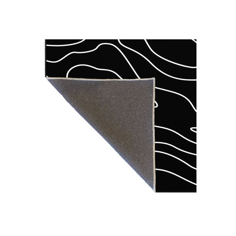 Tapis noir lavable à motif rayé à motif tissé noir, Tapis de couloir 4 pi 11 po x 9 pi 10 po inclus