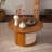 Round Wood Coffee Table with 3 Nesting Stools