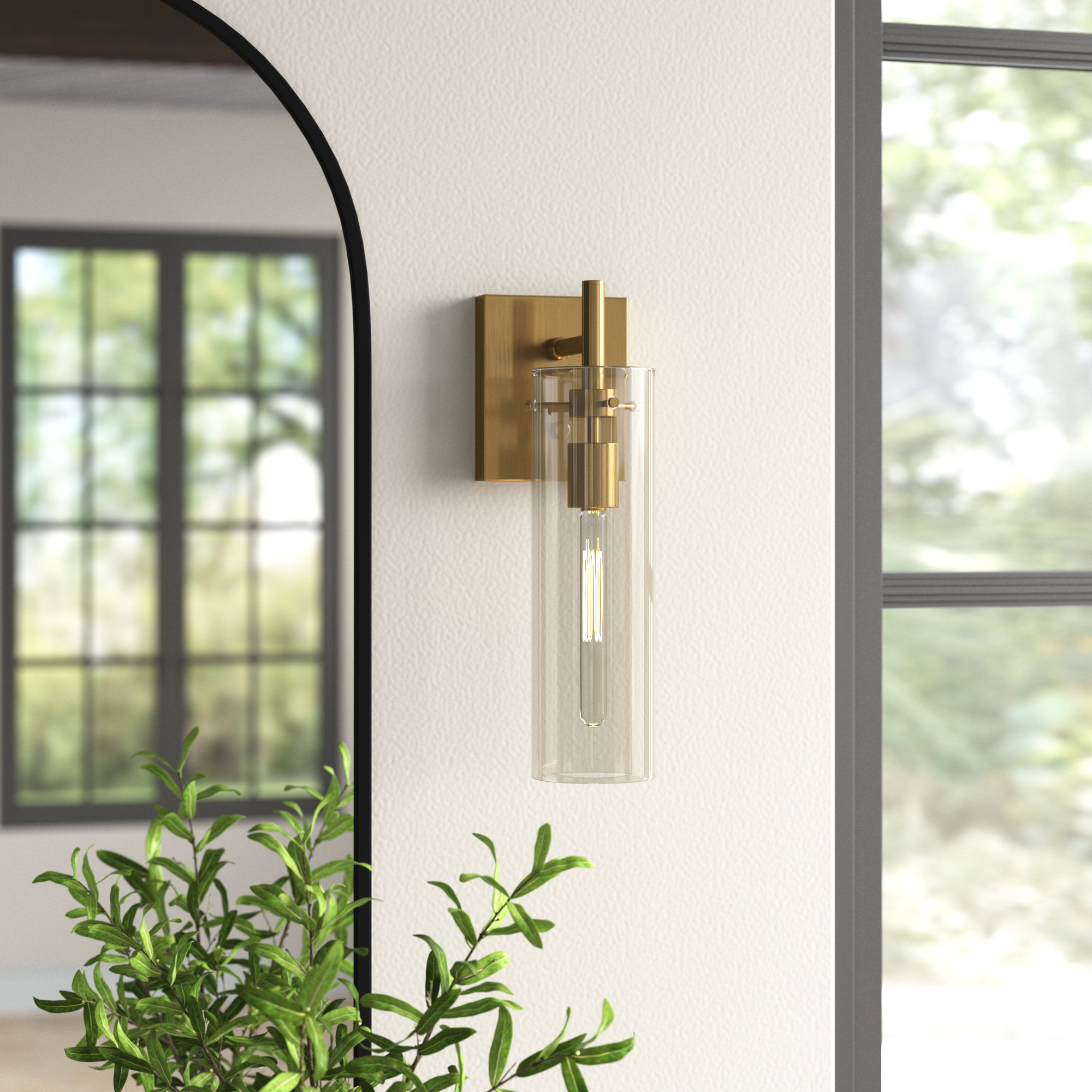 Gilbert Single Light Glass Stainless Steel Dimmable Armed Sconce