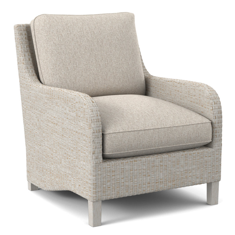 Fauteuil large 29 po Gibraltar, Tissu motif écossais lapis 0126-63, Blanc antique givré