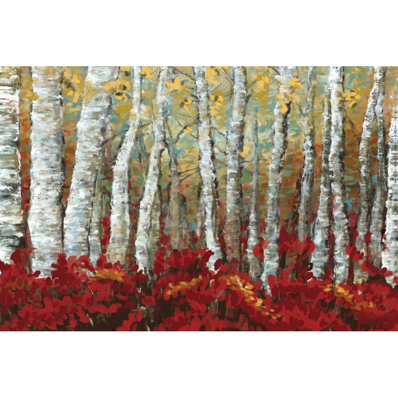 Golden Red Birches - Wrapped Canvas Print, 20cm H x 30cm W x 3.8cm D
