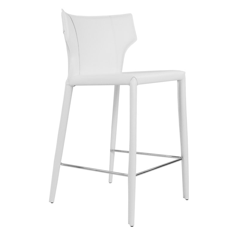 Katlyne Upholstered Counter Stool with Metal Frame, White