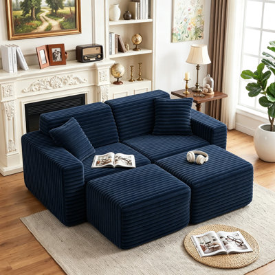 Canapé modulaire rembourré en flanelle de fourrure de lapin 4 pièces 4 pièces sans assemblage requis