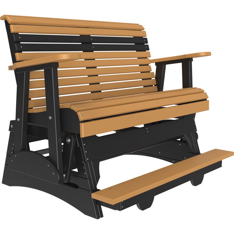 Banc d'extérieur coulissant en polywood, Brun clair / noir