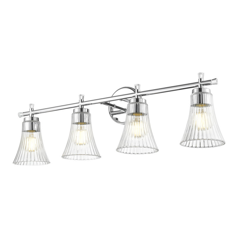 Coiffeuse Maston, H 10 po x l 32 po x P 6,75 po, Chrome chrome, Quatre lumières