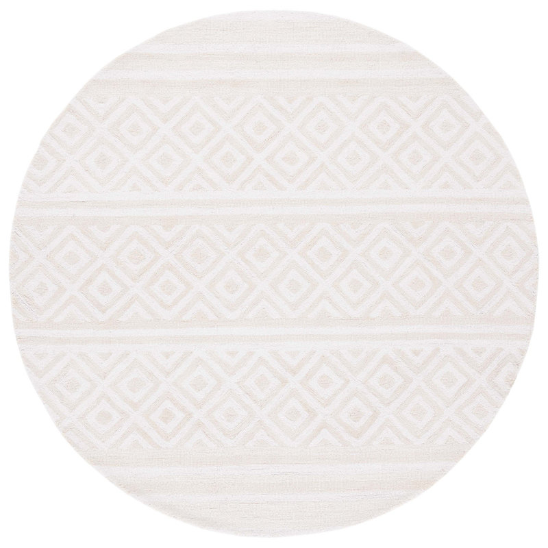 Certalich Hand Tufted Performance Geometric Rug, Round 6'