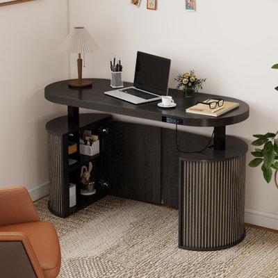 Electric Standing Desk With Storage, Home Office Height Adjustable Standing Desk With Cabinet