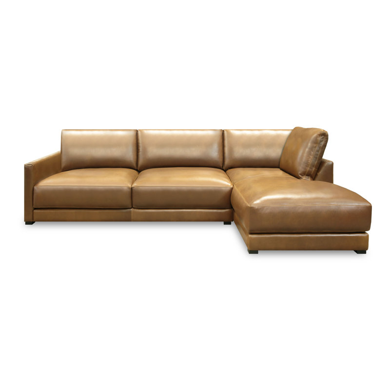 Leather Modular Chaise Sectional, Right Hand Facing
