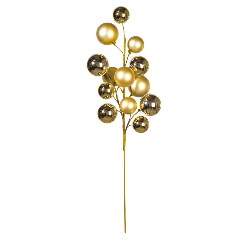  30" Champagne Ball Ornament Spray., Champagne