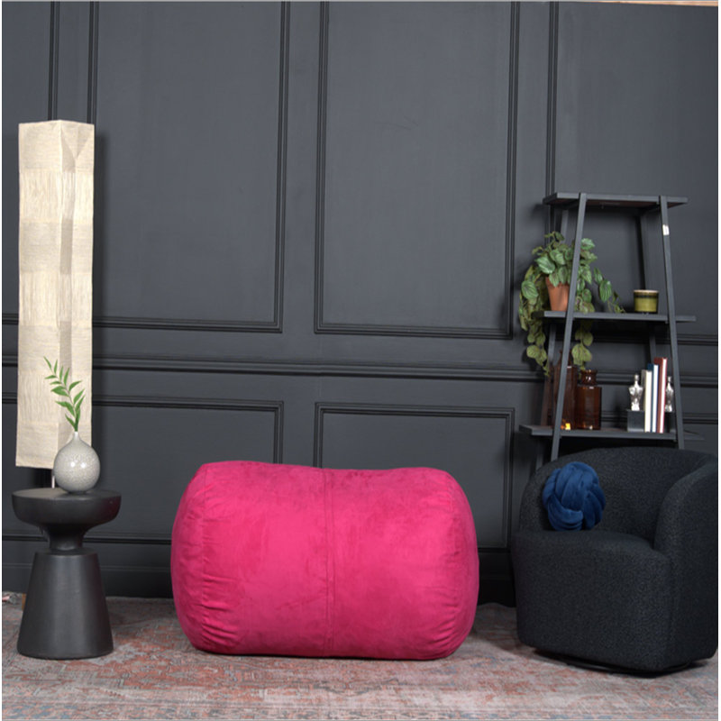Fauteuil à billes cylindrique en suède de 4 pieds Michael, fuchsia, Polyester fuchsia