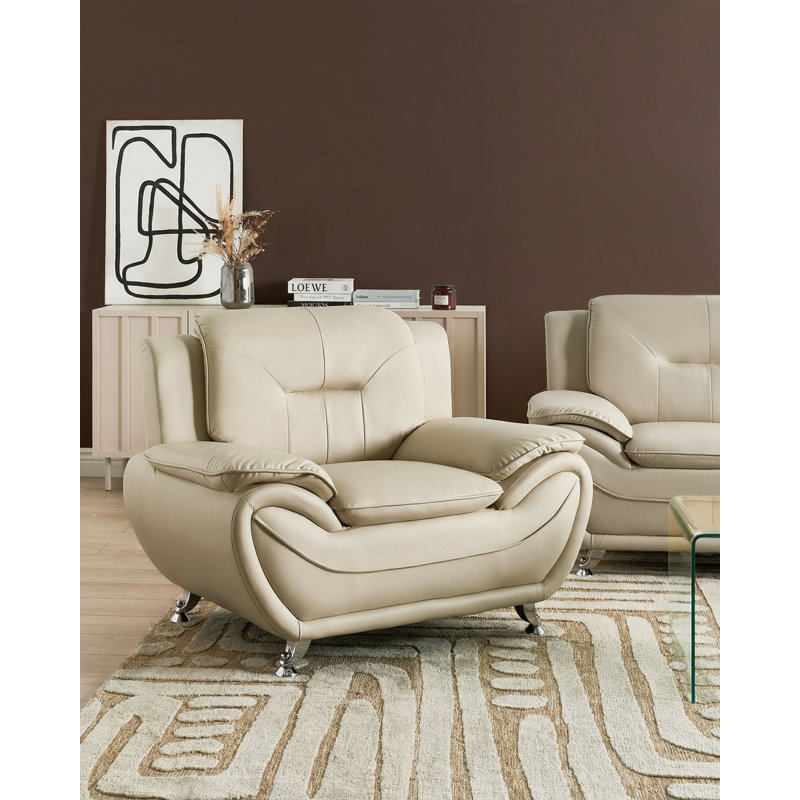Armchair LEIRA Faux Leather, Beige