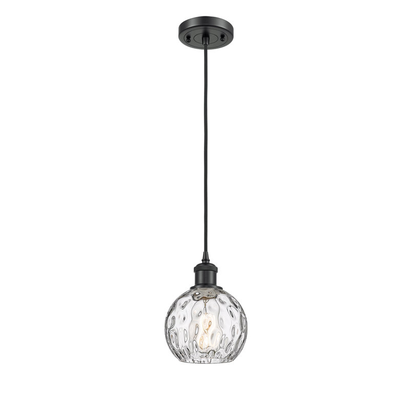 Luminaire suspendu sphère 1 lumière Roxane, Ampoule non incluse, H 8 po x l 6 po x P 6 po, Noir mat