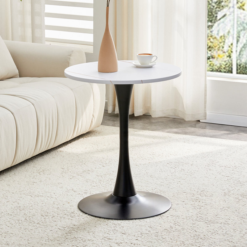 Ronde ronde avec base en métal robuste, Blanc