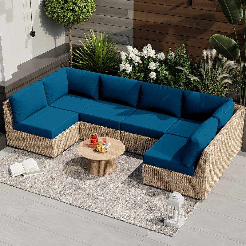 Ensemble de 14 coussins de remplacement de 14 pièces pour l'extérieur pour mobilier de patio (ensemble de 6 coussins, 6 dossiers, 2 coussins Coner SEULEMENT LES COUSSINS NON INCLUS)