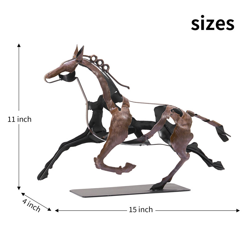 Sculpture de cheval en métal faite à la main, Brun rétro