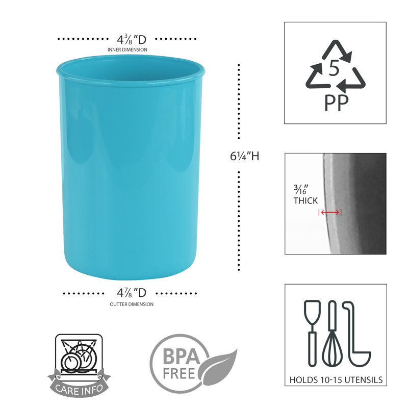 Pot à ustensiles en plastique, Turquoise