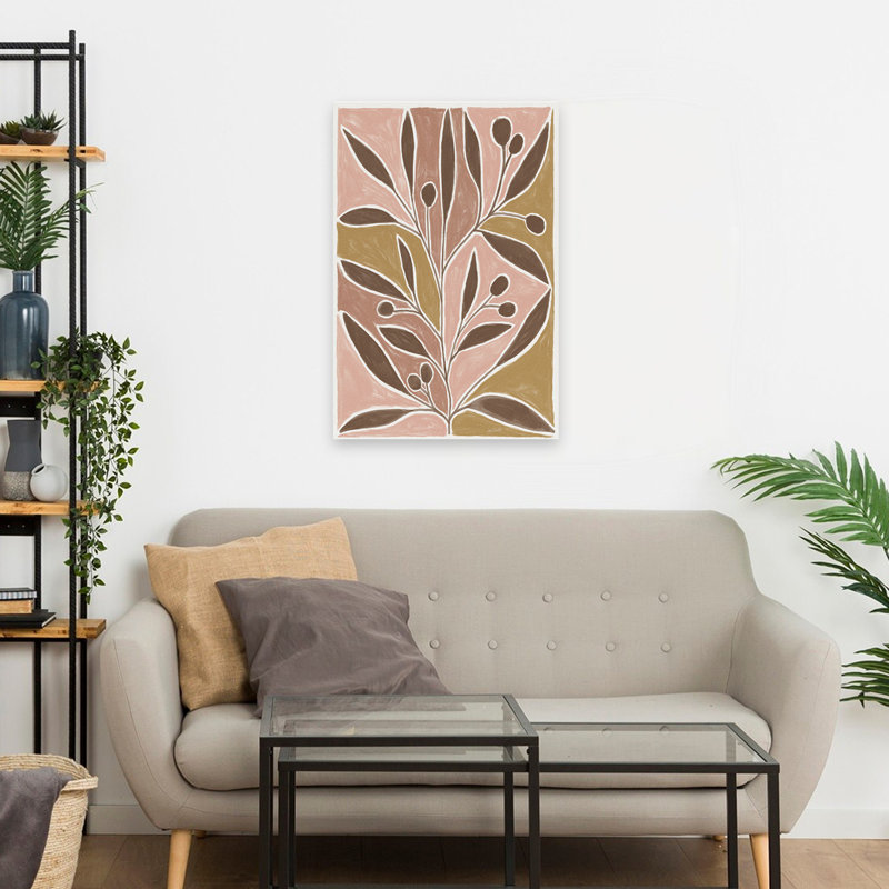Moderne feuille moderne moderne brun vert, H 24 po x l 16 po
