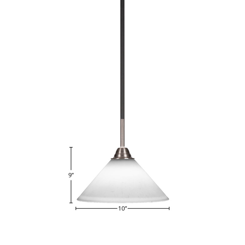 Luminaire suspendu en verre Paramount, H 9 po x l 10 po x P 10 po, Mousseline blanche, Noir mat/nickel brossé