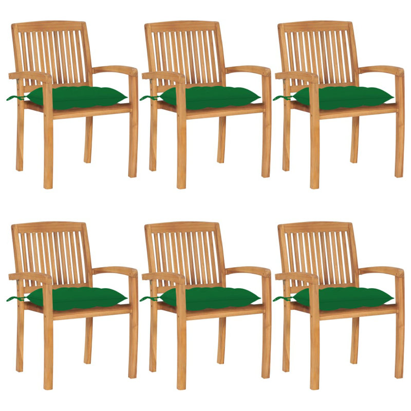 Chaise de patio en teck avec coussins Dorathy, Beige